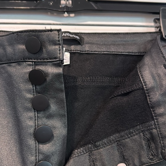 🔵 NWT Apperloth Womens Black Coated High Rise Skinny Ankle Pants Size Medium - Picture 7 of 10